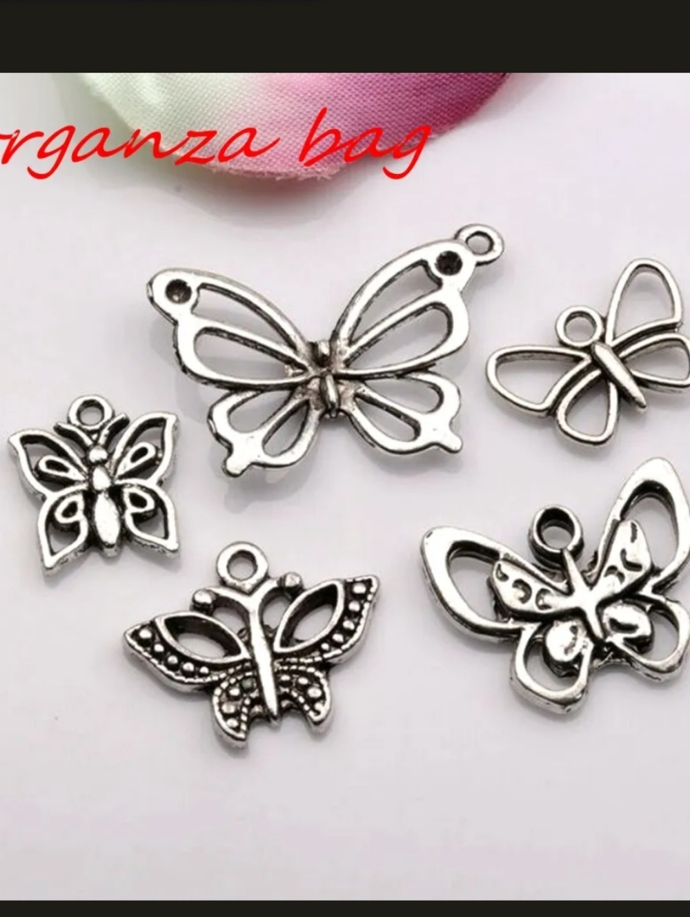 Silver Butterfly Charms Set - 5pcs